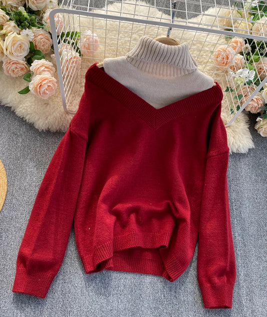 Stylish Long Sleeve Sweater High Neck Sweater ED0163